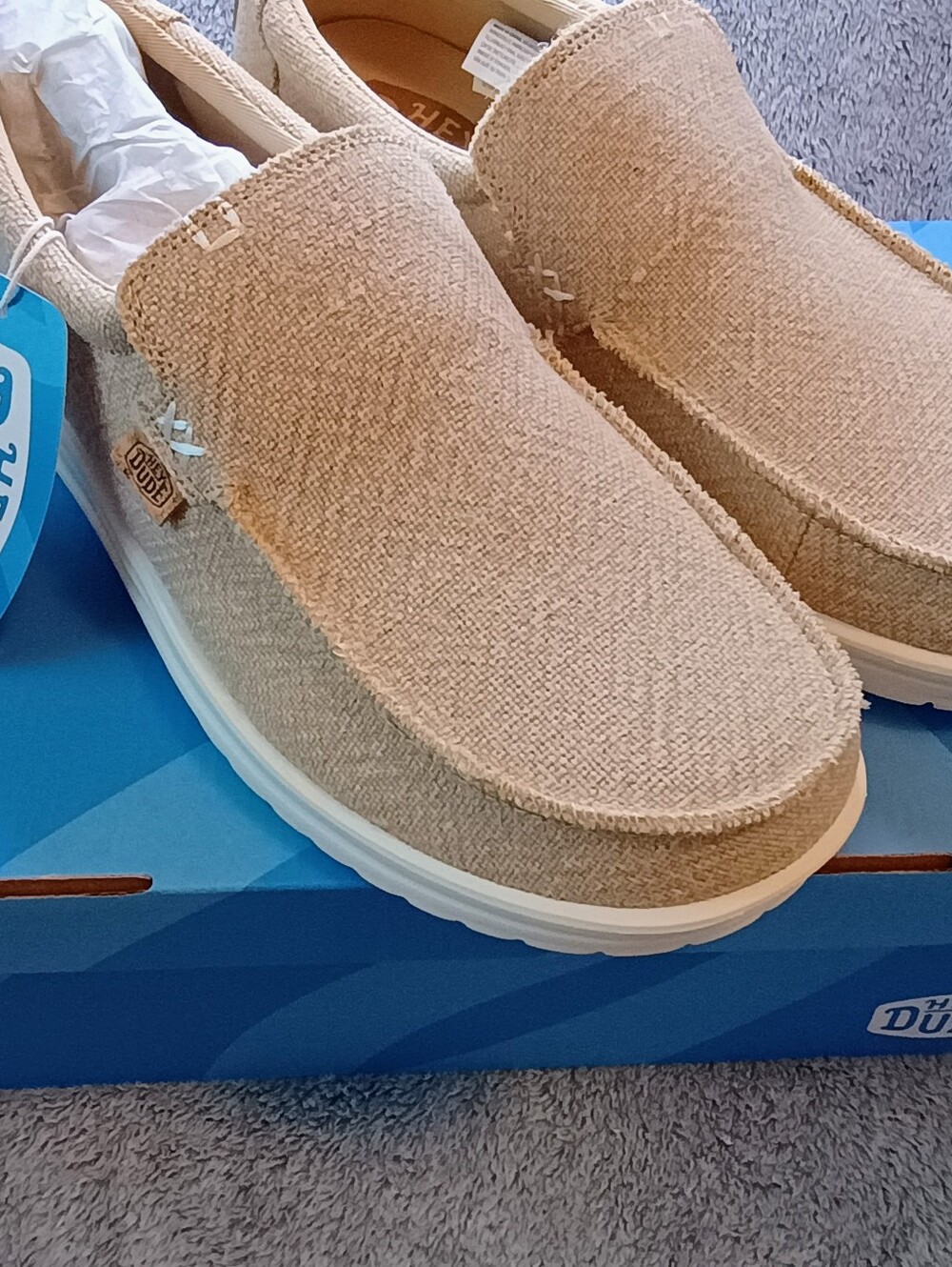 Hey Dude Men Mikka Jute Loafers Classic Slip-On Lightweight 10 Irirsh Cream New